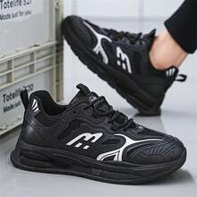 Giày thể thao nam thời trang mới thoải mái, giày chạy bộ giảm xóc, giày thể thao đường phố cá nhân hóa phong cách cổ điển - màu đen - Xem 5