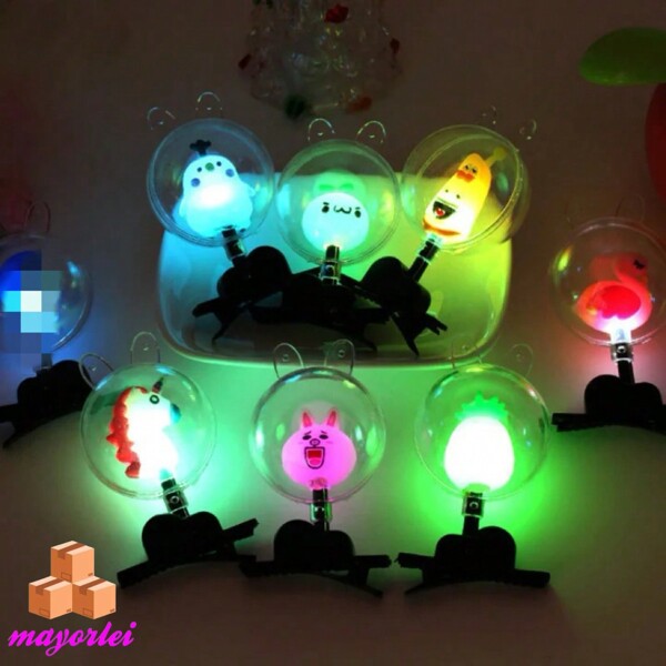 Horquilla de bola con Flash LED para el cabello, horquilla con dibujos de gatitos y animales, juguetes luminosos para el mercado nocturno, accesorio para fiesta de neón, 1 unidad, 5 unidad 10, unidad