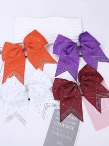 2pcs/Set Girls 7-Inch Crystal Bowknot Hair Scrunchies, Suitable For Daily Use - White - View 5