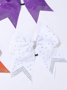 2pcs/Set Girls 7-Inch Crystal Bowknot Hair Scrunchies, Suitable For Daily Use - White - View 6