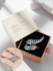 Gift Box Cubic Zirconia Rings, Suitable For Wedding, Engagement, And Holiday Gifts - Silver - View 1