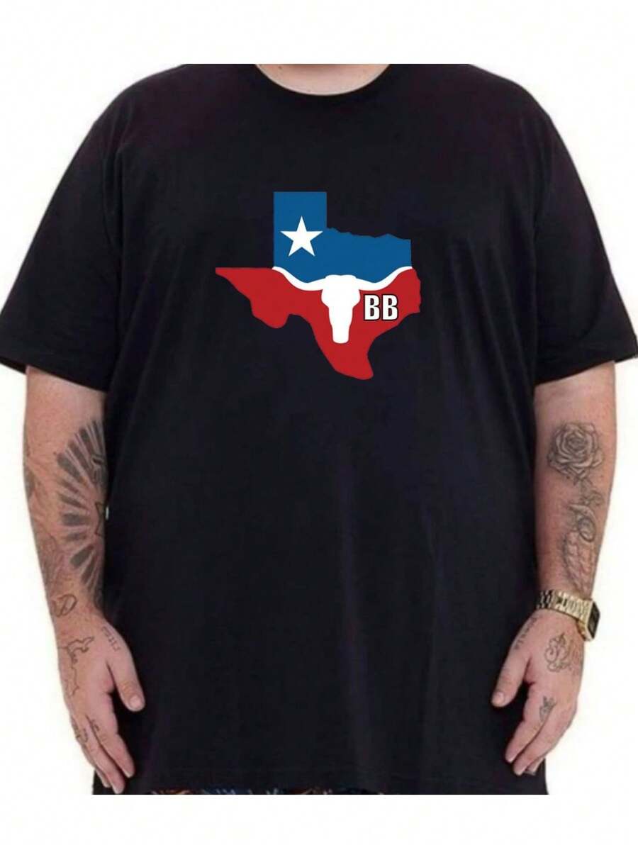 Men's Plus Size T-Shirt For Obese People Printed 100% Cotton G1 To G5 Premium Line - 黑色 - 查看 1