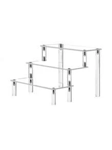 Self Installation 1-4 Tier Acrylic Display Stand Durable Display Rack For Cupcake Perfume Doll Transparent Trapezoidal Blind Box Storage Shelf,For Holiday Beach, Bathroom Collection, Bedroom Collection, Large Capacity - Clear - View 8