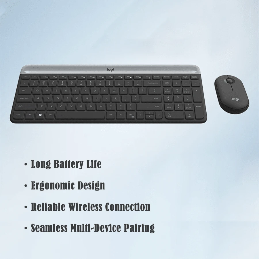 Logitech Black Wireless Keyboard & Mouse Combo MK470 With 12 Shortcut Keys, 10m Coverage, Suitable For Desktop And Laptop Computers