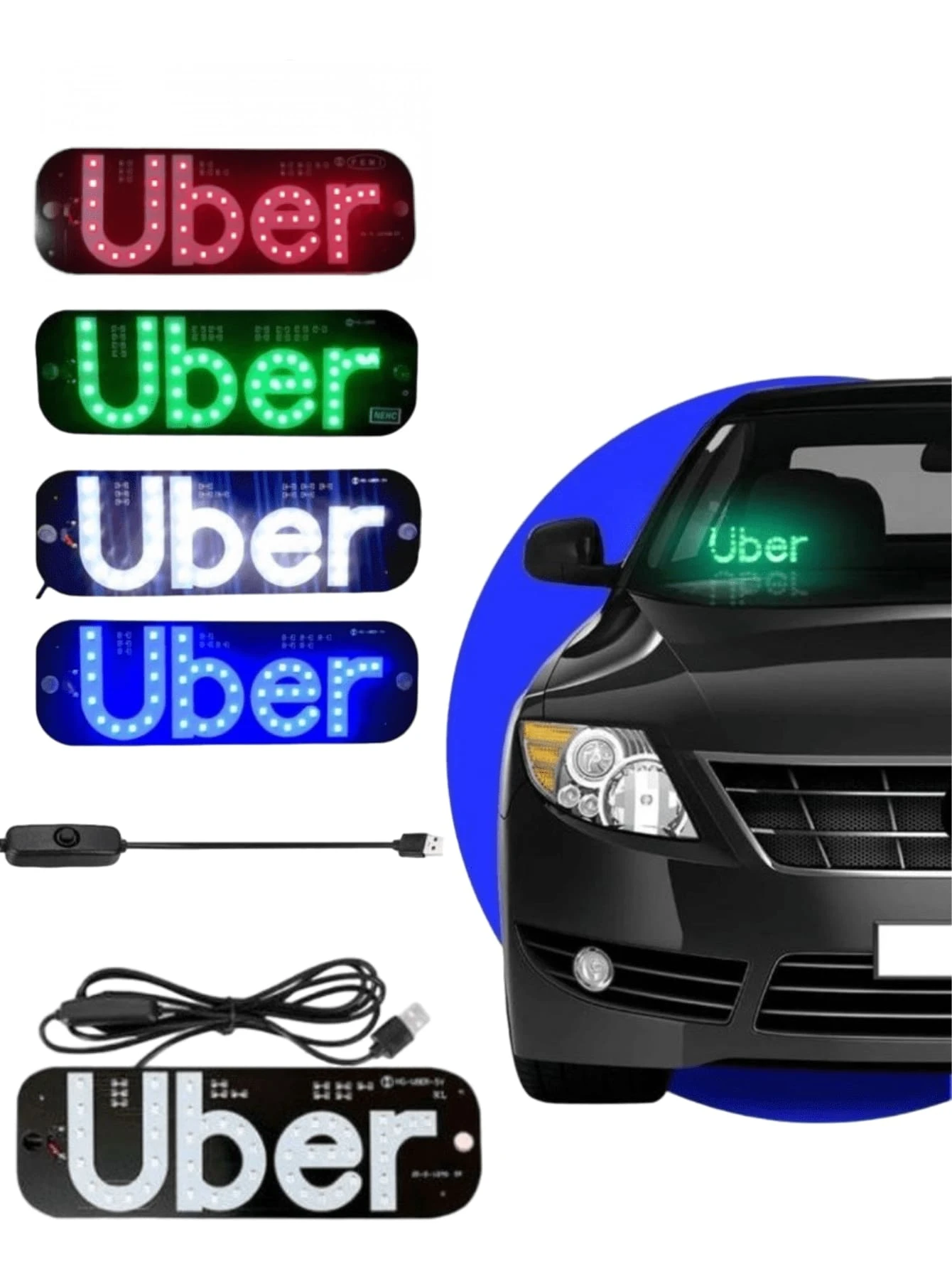 Placa Led Painel Letreiro Luminoso Vidro Parabrisa Led DE USB Para Aplicativo