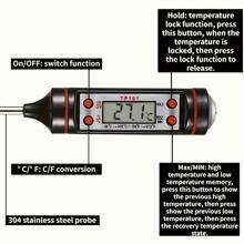 1 pieza Termómetro digital TP-101 para carne para cocinar alimentos, cocina, barbacoa, sonda, mantequilla, leche, líquido, medición de temperatura del horno, para grandes cocinas de restaurantes, sensor de temperatura digital, indicador (batería incluida)