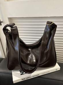 New Textured Tote Bag Fashion Leisure Commuter Crossbody Bag Soft Pittote Bag Women's Large Capacity All Match High-Grade Texture Niche Commuter Bag - Coffee Brown - View 2