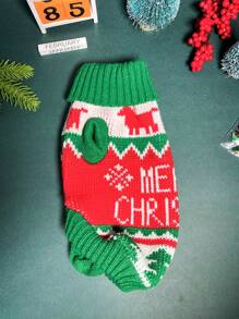 1 pieza Suéter navideño para mascota - Verde - Ver 3