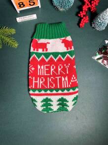 1 pieza Suéter navideño para mascota - Verde - Ver 1