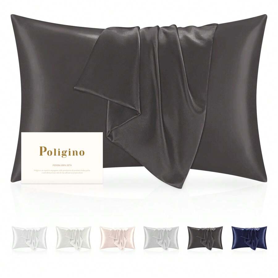 Silk Pillowcase 100% Silk, Super Soft Silk Pillowcase 22 Momme, Low-Allergy Pillowcases To Protect Hair And Skin, 1 Piece Breathable Pillowcase. - 灰色 - 查看 1