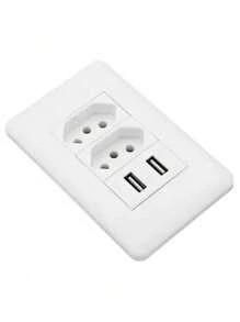 Universal Dual USB Wall Socket Bivolt 2.1a Cell Phone 4x2 White Color - 彩色 - 查看 1
