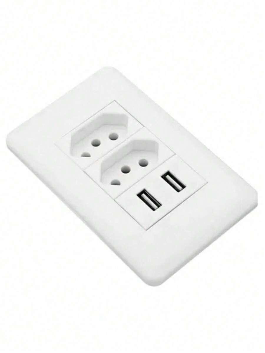Universal Dual USB Wall Socket Bivolt 2.1a Cell Phone 4x2 White Color - 彩色 - 查看 1