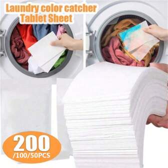 50/100/200pcs/Bag Laundry Tablets Laundry Paper Anti-Staining Clothes Sheets Anti Mixing Color Absorption Washing Accessories