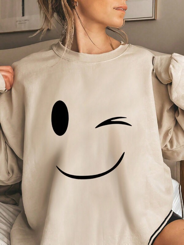 Women's Casual Crew Neck Fashionable Print Sweatshirt