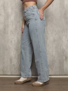 Calça Jeans Feminina Shein Wide Leg Cintura Alta Luxo Empina Bumbum Elegante 100% Jeans