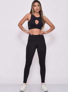 Basic Legging Pants Suplex Zero Transparecia Fitness Cos Alto - Noir - Voir 1
