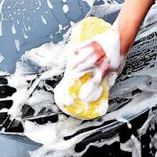 1pc/3pcs/5pcs Car Portable Compressed Cleaning Sponge, Large Vacuum Compressed Car Cleaning Sponge, Waxing Wooden Pulp Durable Sponge (Color And Packaging Random)