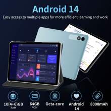 Android 14 Tablet 10 Inch Tablets, 10GB RAM 64GB ROM 1TB Expand, Octa-Core Processor, 1280x800 IPS HD Touch Screen, WiFi 5, Dual Camera, 8000mAh