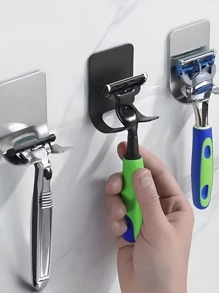 1 Stück/2 Stücke/4 Stücke, 304 Edelstahl Rasierhalter Rasierer Haken Halterung, selbstklebender Edelstahl-Aufbewahrungshaken, Duschhaken für Rasierer, Badezimmer, Küchenorganizer für Stecker, Bademantel, Handtuch, Loofah, Bademantel, Mantel. Doppelseitiges Klebeband wird mitgeliefert.