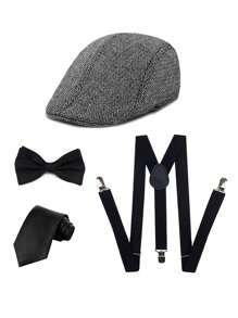 2/3/4/5 pièces D EXCEED Accessoires pour hommes des années 1920 : béret Gatsby, vêtements, accessoires vestimentaires des années 1920 pour hommes, pour Halloween, bal de promo