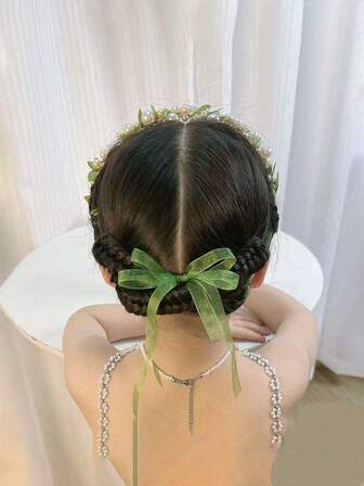 1pc Elegant Leaf Headband, Delicate Flower Girl Headband, Fashionable Model Show Performance Wedding Party Hair Accessory, Girls Headband, Wedding Headband Princess Sweet Fairy Hairband, Braided Hair Accessories