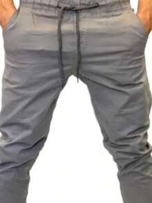 Men's Casual Stylish Twill Jogger Pants - Xám - Xem 1