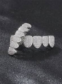 1pc/2pcs Hip-Hop 18K Gold Plated Teeth Grills Inlaid With Shiny Zirconia Grillz Teeth Braces Halloween And Party Daily Wear Unisex