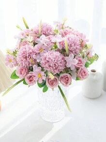 1 PIEZA Decoración de otoño Ramos de flores artificiales de rosas, hortensias, crisantemos de seda, plantas falsas de eucalipto, regalos del Día de San Valentín, decoraciones de fiesta de cumpleaños, cestas de flores de boda, flores de novia, decoración para el hogar en comedores, dormitorios, alféizares, jarrones, decoraciones de Año Nuevo, jardines al aire libre, inicio de temporada escolar