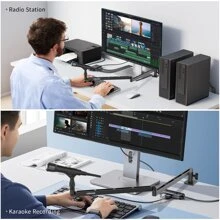 Low Profile Microphone Boom Arm, Rubesee Adjustable Stick Mic Arm Stand With Desk Mount Clamp/Screw Adapter/Microphone Clip, Fully Rotatable Aluminum Low Arm For Podcast/Streaming/Gaming/Office - Black - View 9