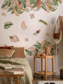 1 套热带植物和龟背竹叶墙贴贴纸适用于客厅卧室沙发背景装饰 - 彩色 - 查看 9
