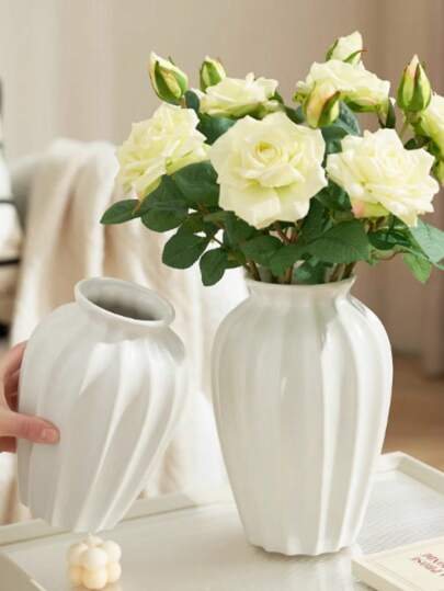 Pc Of Ceramic Vase Retro Elegante It's Flower Arrangement In The Living Room, Moderne ative Piece Dried Flowers, An Ornament Meubel Table. It Can Be Holding Fresh Flowers Water Or Inserting Plastic Artificial Serving As ation Coffee Tables, Desks Room At Home.Room ation, Home ation. Back To School Supplies Glass view 6