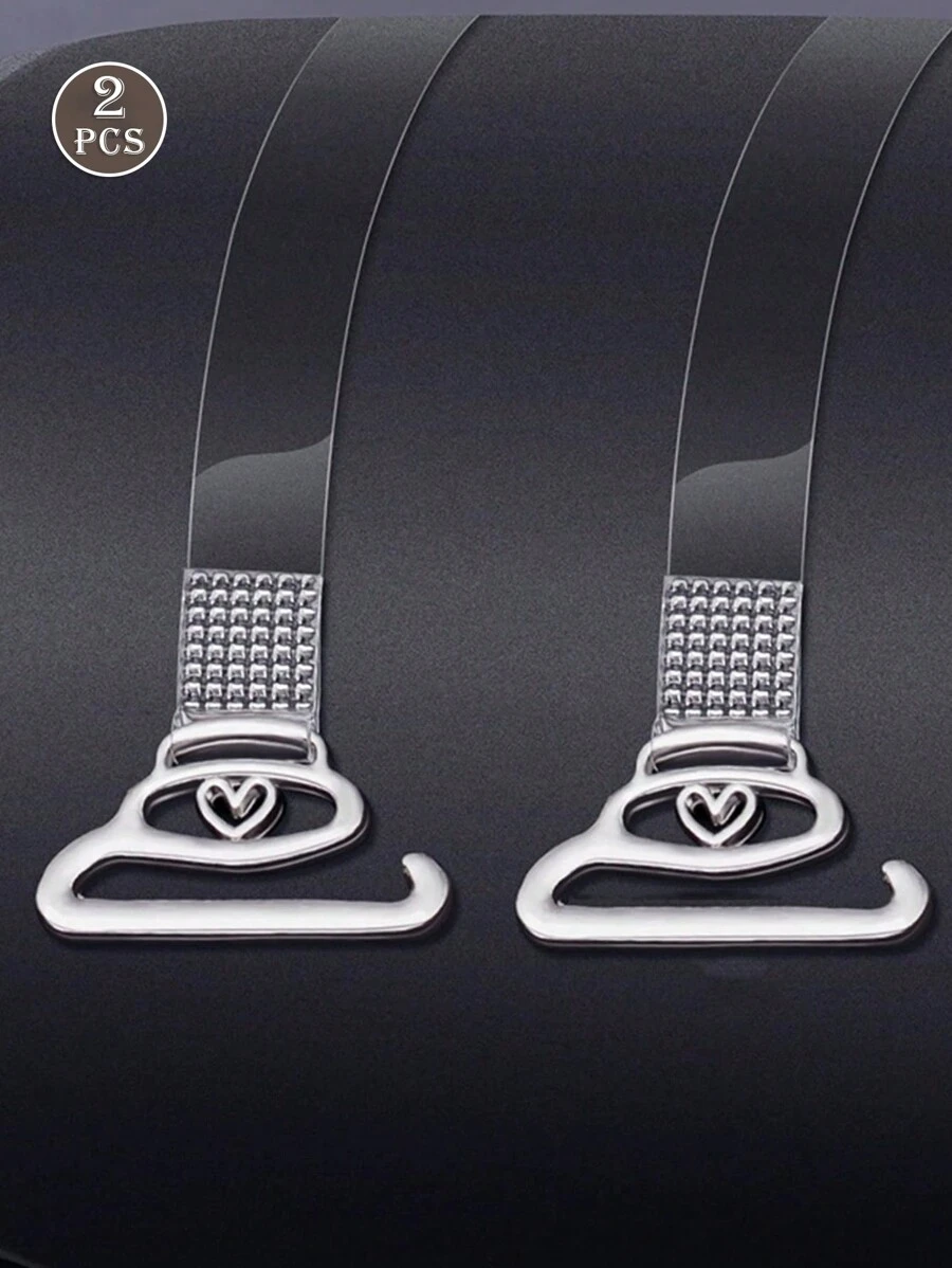 2pcs/Set Women's Transparent Concealable Anti-Slip Bra Straps, Spaghetti Straps Underwear Accessory - Clear - View 1