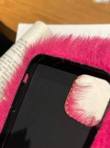 Apple Hot Pink Luxurious Warm Fuzzy Colorful Protective Phone Case Compatible With Iphone Series, Shockproof And Anti-Fall