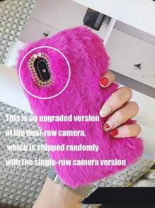 Apple Hot Pink Luxurious Warm Fuzzy Colorful Protective Phone Case Compatible With Iphone Series, Shockproof And Anti-Fall