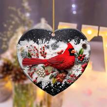 1PC North American Cardinal Heart Acrylic Tree Decoration Hanging Bereavement Gift Comforting Gift For Lost Loved Ones Suitable For Tree Hanging Window Decoration Winter Decorations,Home Decor ,Room Decor,Wall Decor Christmas Decorations Christmas - multicolor - View 4