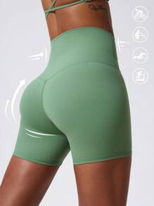 1 Piece High Stretch Nude Yoga Shorts Cycling Pants For Running Gym Cycling Sports Women Sweat Absorbent Breathable Tight Shorts