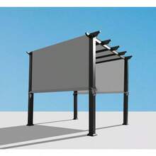 Waterproof Pergola Shade Cover Replacement Canopy Cover W/ Rod Pockets 6 Colors - Grey - View 6
