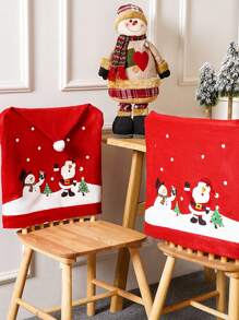 1/4/6/10pcs圣诞圣诞老人印花椅背套节日装扮圣诞大帽子印花无纺布圣诞椅套，可用于餐厅、卧室、厨房户外多种场景 - 紅色 - 查看 8