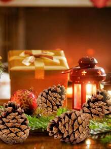 9 piezas Decoración navideña de piñas naturales, decoración colgante de manualidades para árbol de Navidad, decoración de fiesta, colgante de decoración navideña