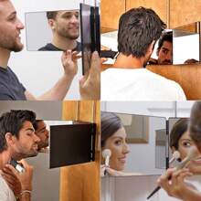 1个360°三折镜，方便理发和造型 - 多功能三面穿衣镜，男女皆宜 - 非常适合化妆、美发，黑色，价格实惠，圣诞礼物，化妆品，化妆工具，便宜货，礼物，女士礼物，圣诞礼物 - 彩色 - 查看 5