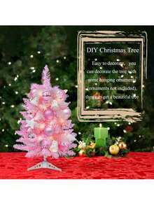 1pc Pink Artificial Christmas Tree, Tabletop Decoration, Home/Office/Party Decor (Decoration Not Included) - Multicolor - View 8