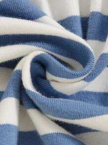 Baby Girl Blue & White Striped Long Sleeve Top And Ruffle Trim Long Pants 2pcs Outfit - Blue - View 5