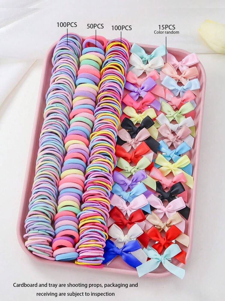 265pcs/Set Girls Simple Basic Princess Hair Scrunchies, Fabric Bow Hair Clips, Hair Accessories Combo Set, Suitable For Daily Use And Gift - Multicolor - View 8