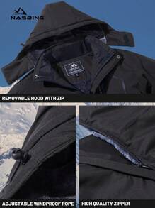 NASBING Chaqueta acolchada resistente al agua y cortavientos con forro polar para hombre, para uso al aire libre, con múltiples bolsillos, apta para esquí, senderismo y actividades al aire libre