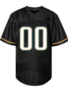 Customized Name And Number Boyfriend Style Men's Embroidered American Football Jersey Jacksonville Black V-Neck Personalized Short Sleeved Shirt Party Game Training Competition Sports Top DIY S-XXL,Stylish,Fashion,Hipster,Casual,Minimal Chic,Personalized,Customized,Custom,Unique,Guy Costumes,Capsule Wardrobe,Men Basic/Street Style,Ideal Gifts For Him,Boyfriend,Family,Friends,For Birthdays,For Vacation/Holiday,For School/Competition,For Sports/Climbing - Black - View 2