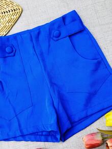 Women's Fashion Button-Down Shorts - Xanh đậm - Xem 3