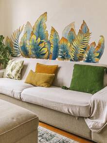 1 套热带植物和龟背竹叶墙贴贴纸适用于客厅卧室沙发背景装饰 - 彩色 - 查看 4