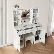 Holiday Specials Großes Schminktisch-Set Mit LED-Beleuchteten Spiegeln, Schubladen Und Hockern - 10個LED燈泡型號 - 查看 4