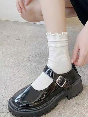 6/12 Pairs Assorted Women's Fall/Winter Socks, Japanese/Korean Style, Fashion Versatile Cute Students Long Tube Socks With Ruffle Trim