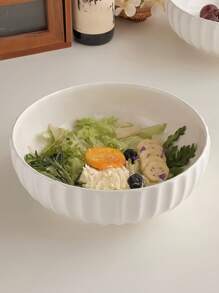 白色竖条纹大碗，白色竖条纹浅浮雕大碗，适合餐厅，客厅聚会。，厨房，圣诞礼物，学校用品 - 白色紋碗 - 查看 7